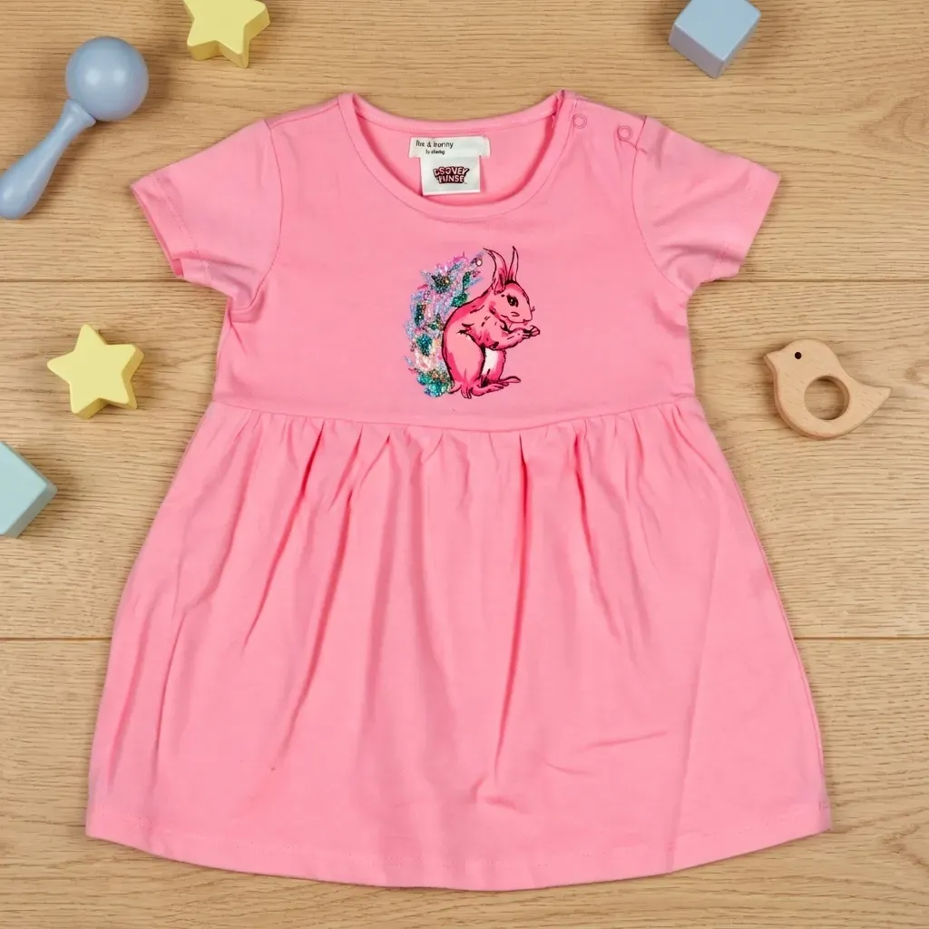 Pink Cotton Dress with Shoulder Snaps - Casual Outing Wear | Imported