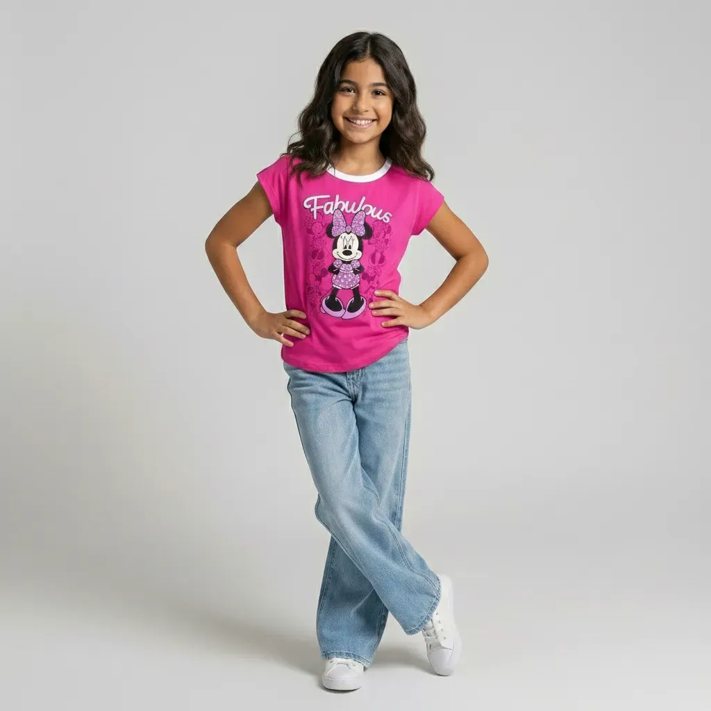 Girls’ Minnie Cotton Short Sleeve T-Shirt Fuchsia Pink