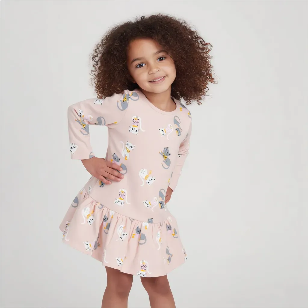 Long-Sleeve Pink Winter Dress - Imported