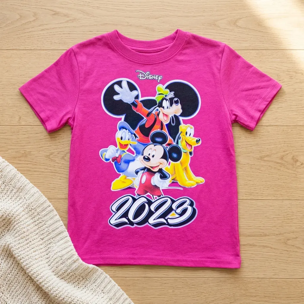 Girls’ Minnie & Friends Cotton T-Shirt – Fuchsia Pink