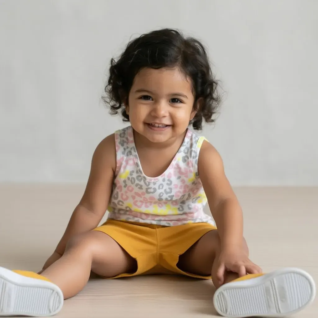 Summer Pajama Leopard Print  For Boys or Girls Mustard Yellow
