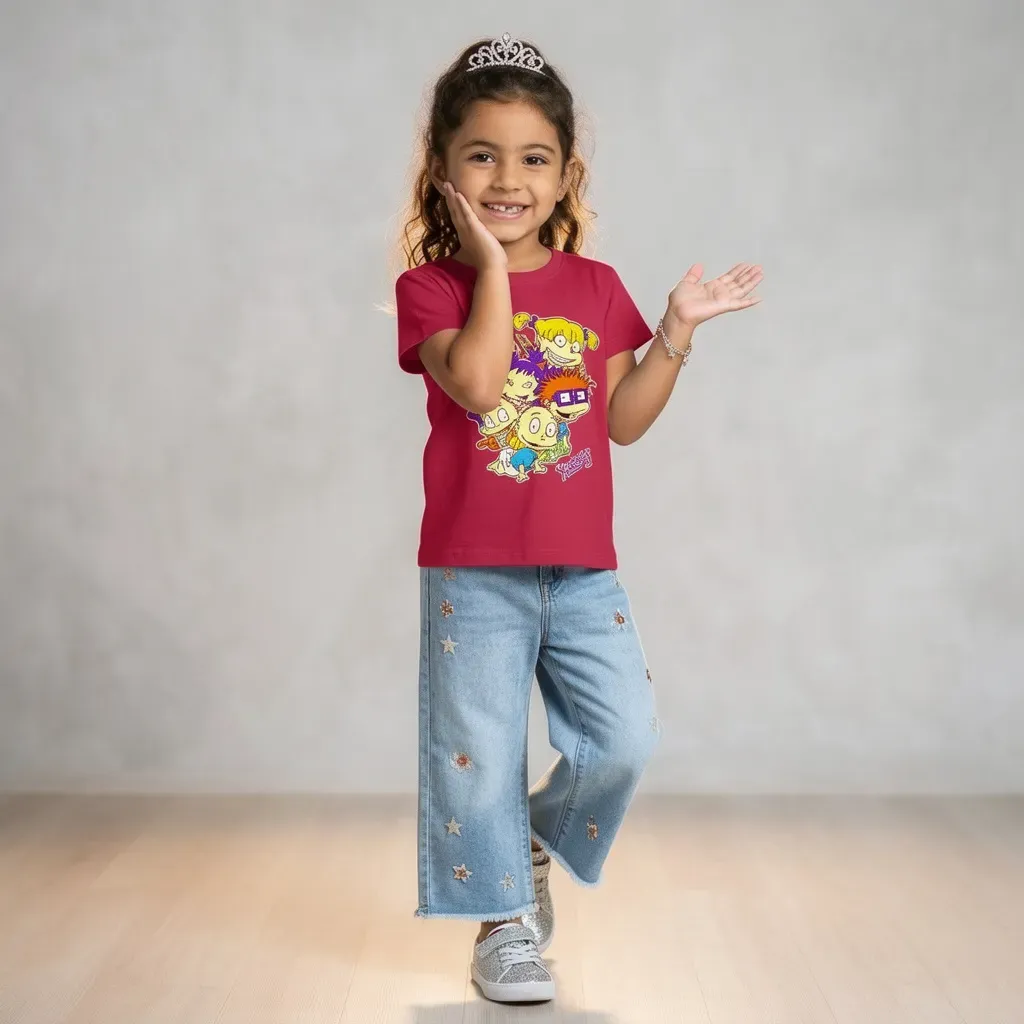 Girls’ summer cotton T-Shirt  regular fit, Drack Red