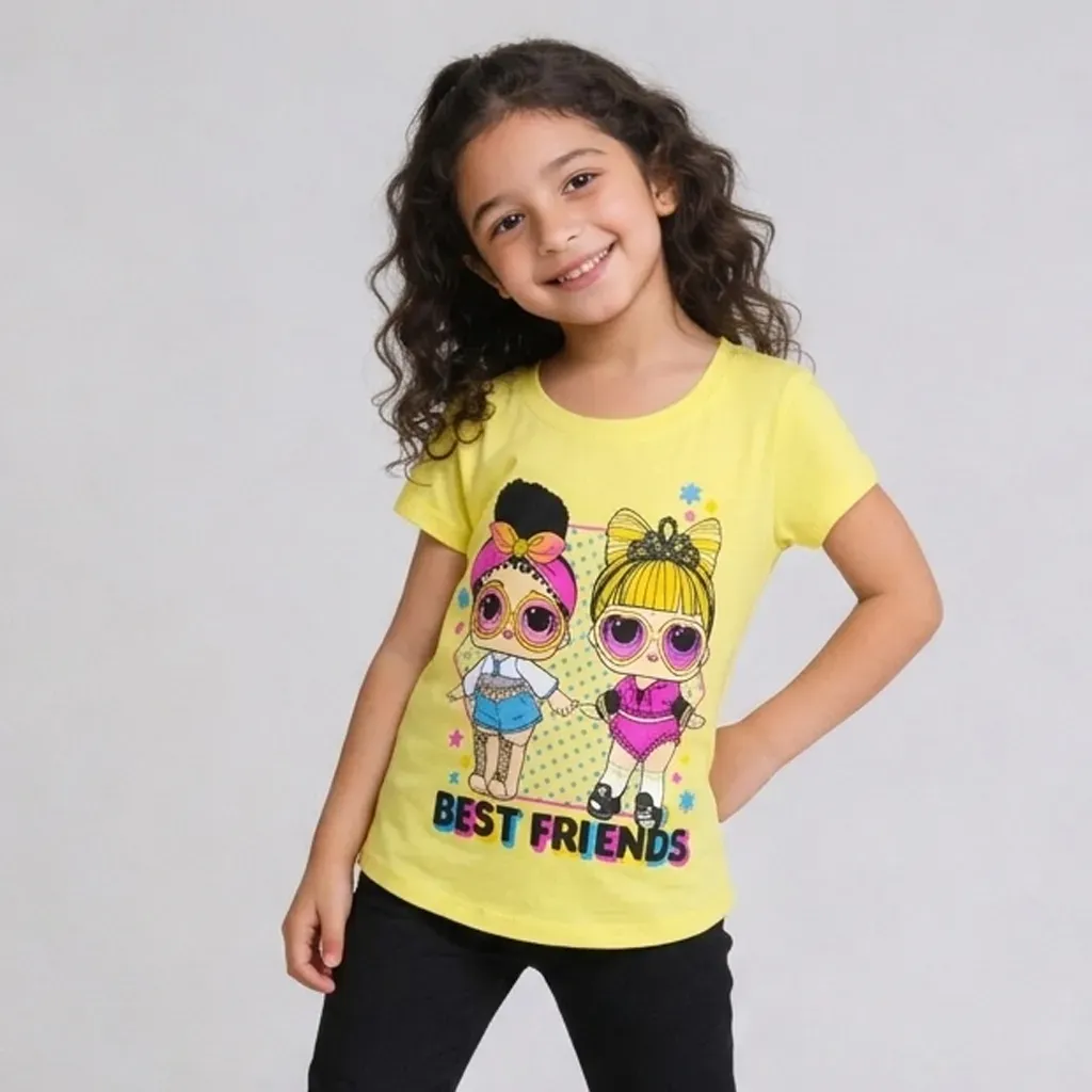Girls “Best Friends” Summer Cotton T Shirt  Yellow