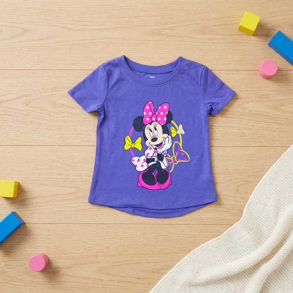 Girls Summer Cotton Minnie Mouse T-Shirt – Purple