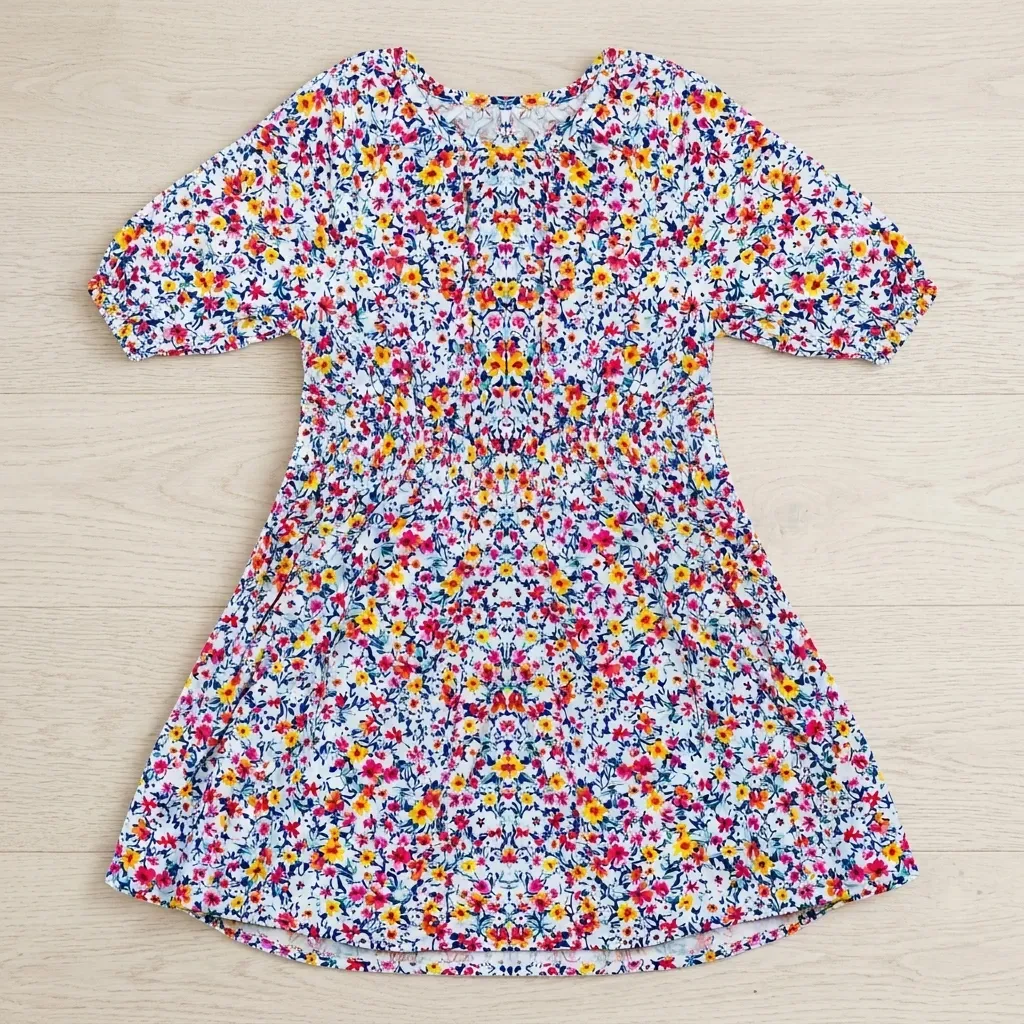 Summer Colorful Floral Dress - Imported