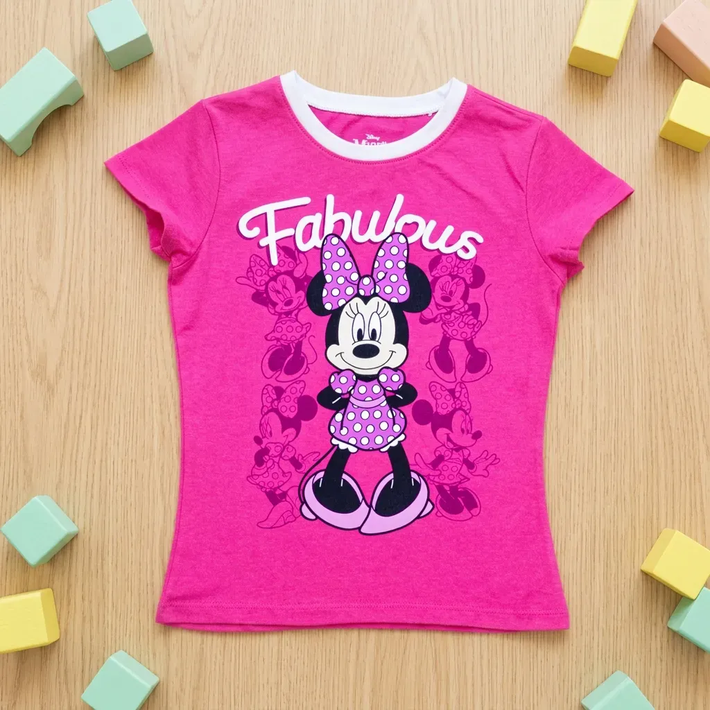 Girls’ Minnie Cotton Short Sleeve T-Shirt Fuchsia Pink