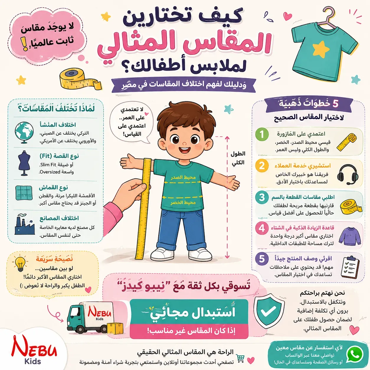 دليل المقاسات: كيف تختارين المقاس المثالي لملابس أطفالك في مصر؟