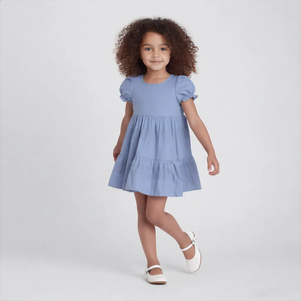 Grey Girls' Casual Dress - Flared Fit - Imported