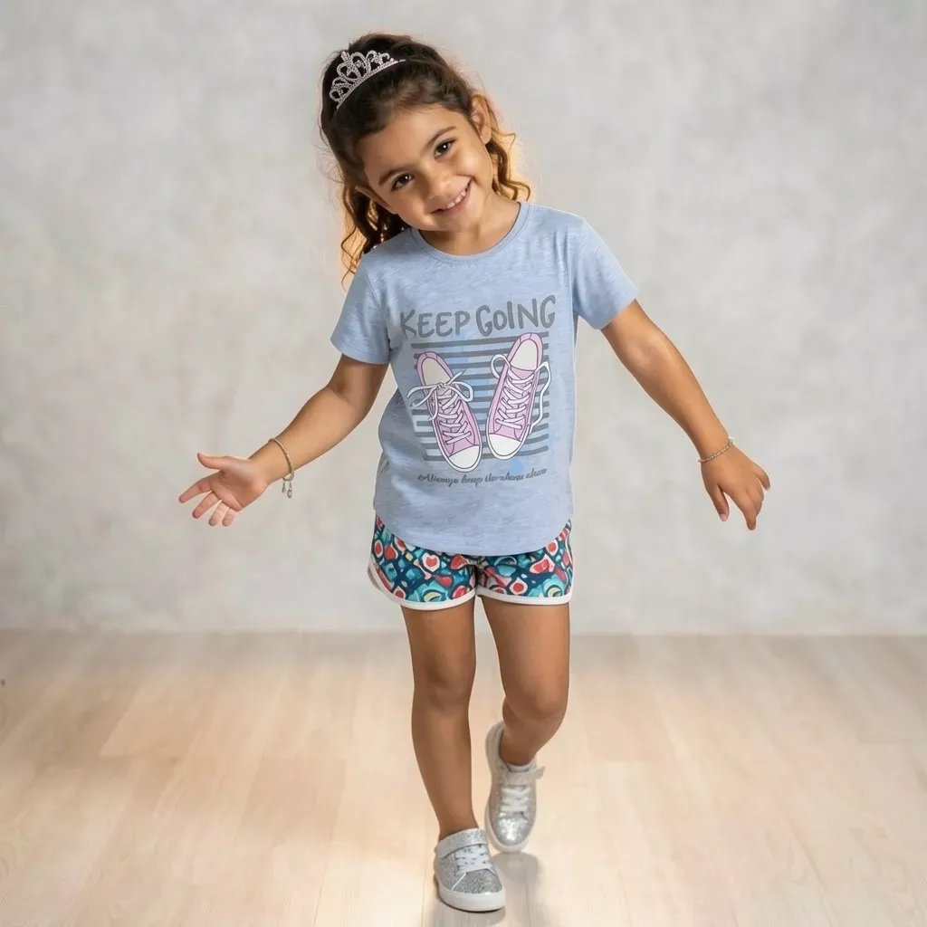 Girls Summer Cotton  Slim Fit T Shirt  Grey