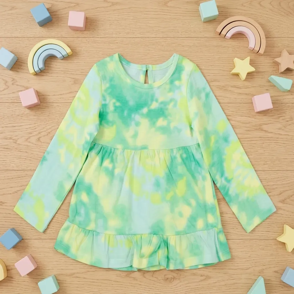 Long-Sleeve Colorful Cotton Autumn Toddler Dress - Imported