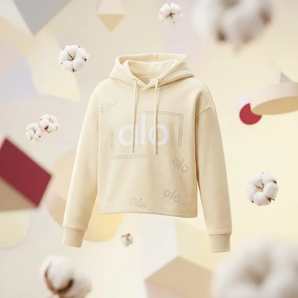Girls' Fleece-Lined Cropped Winter Hoodie With Crystal Glitter