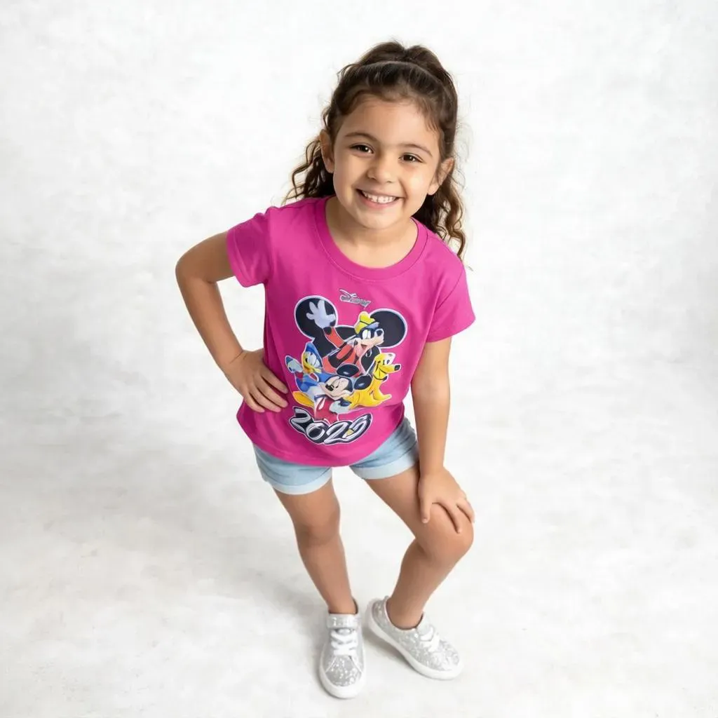 Girls’ Minnie & Friends Cotton T-Shirt – Fuchsia Pink