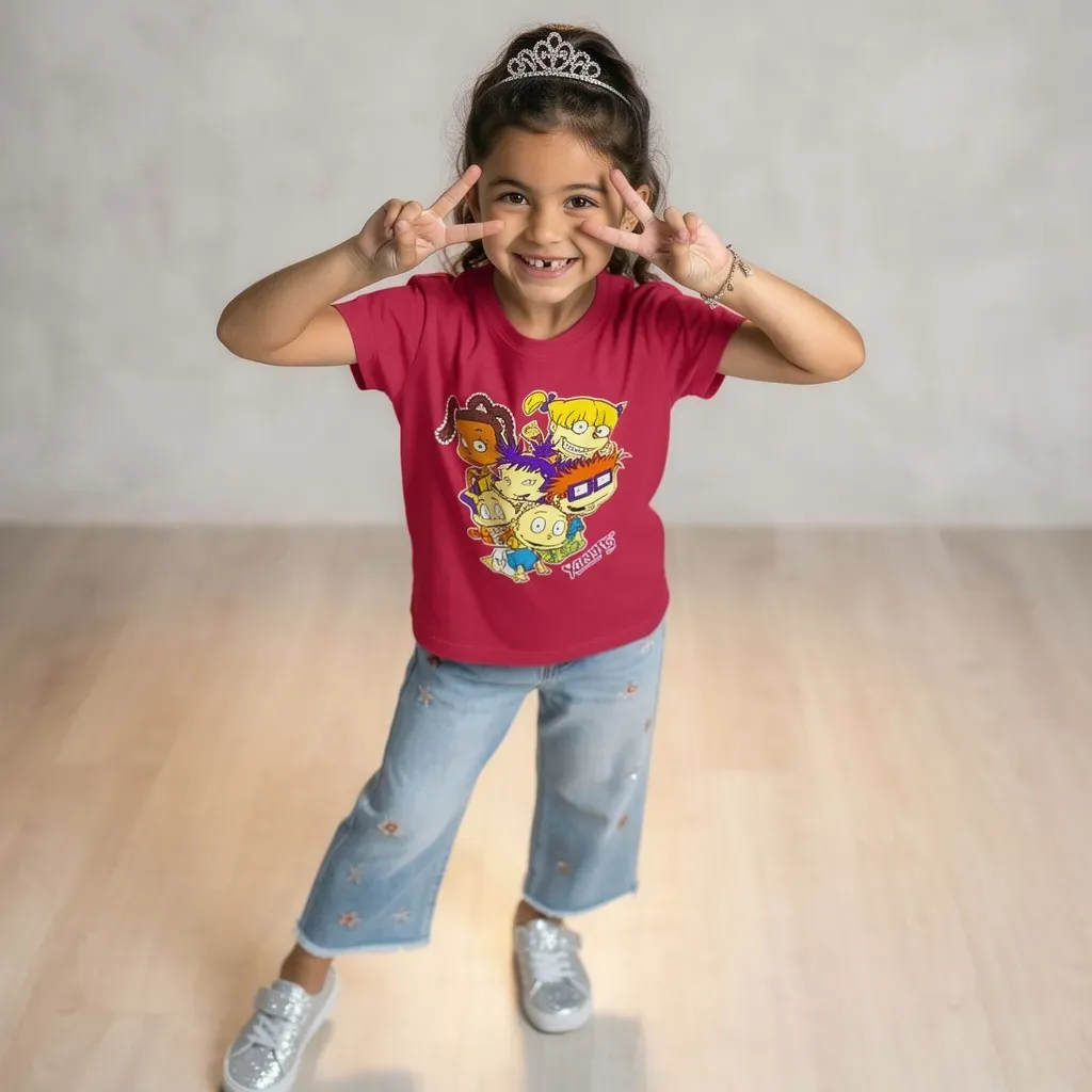 Girls’ Summer Cotton T-Shirt – Regular Fit, drack Red | Nebu Kids