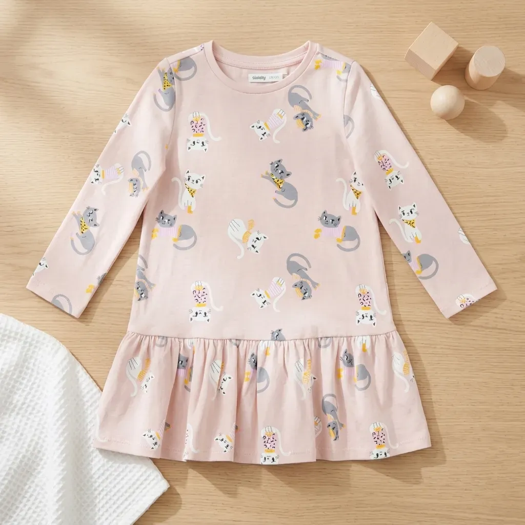 Long-Sleeve Pink Winter Dress - Imported