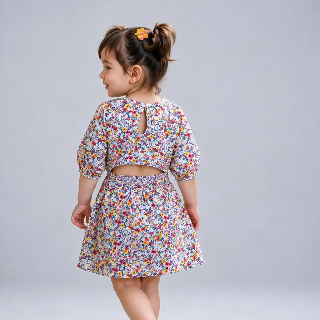 Summer Colorful Floral Dress - Imported