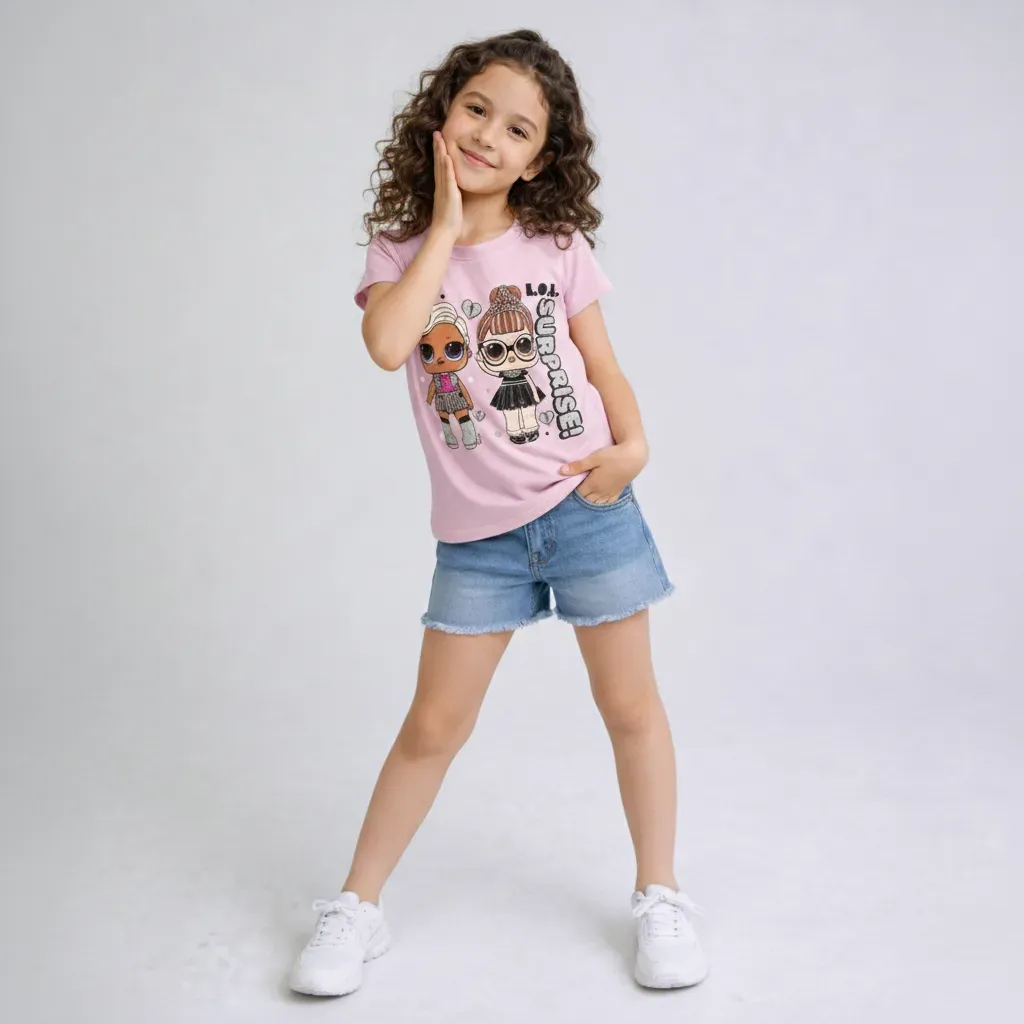 Girls' Slim Fit Cotton Short Sleeve T-Shirt – Pink
