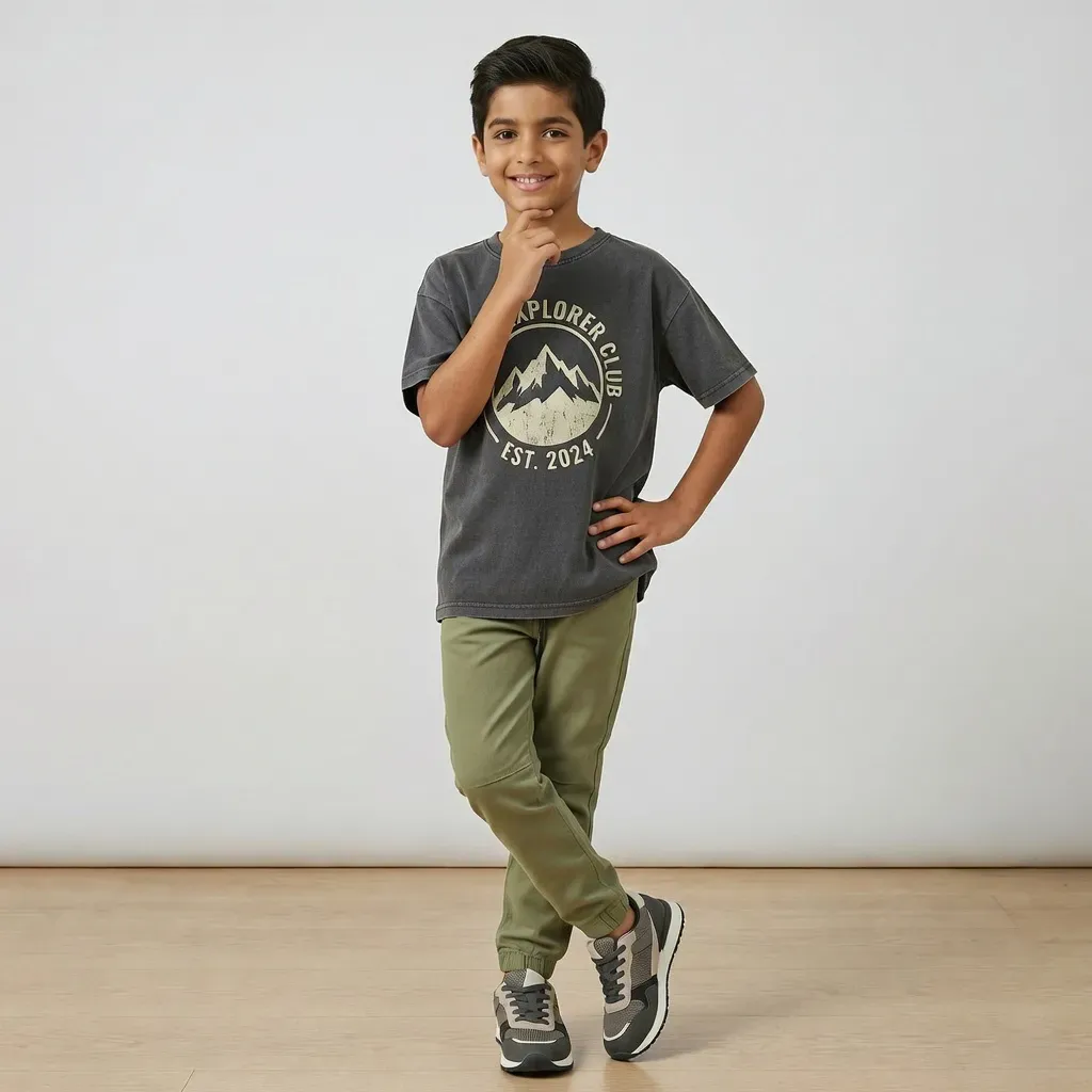Premium Boys Gabardine pants color Green Olive
