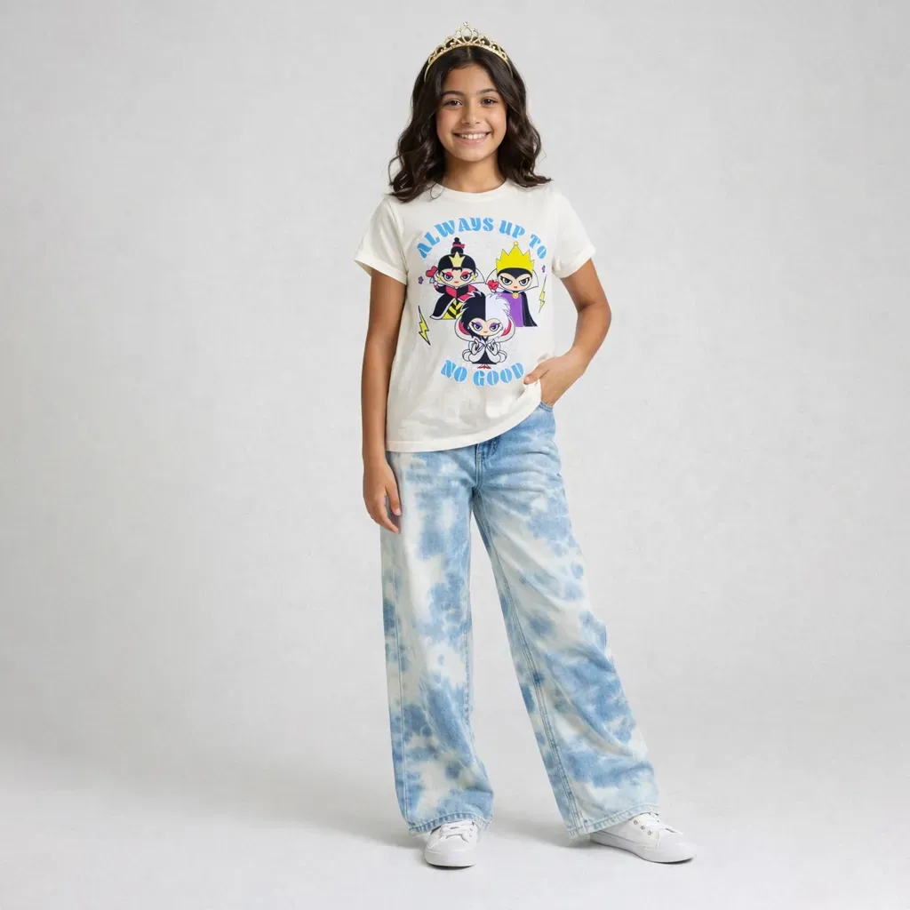 Girls Summer Cotton T-Shirt – Disney Princesses Print  White