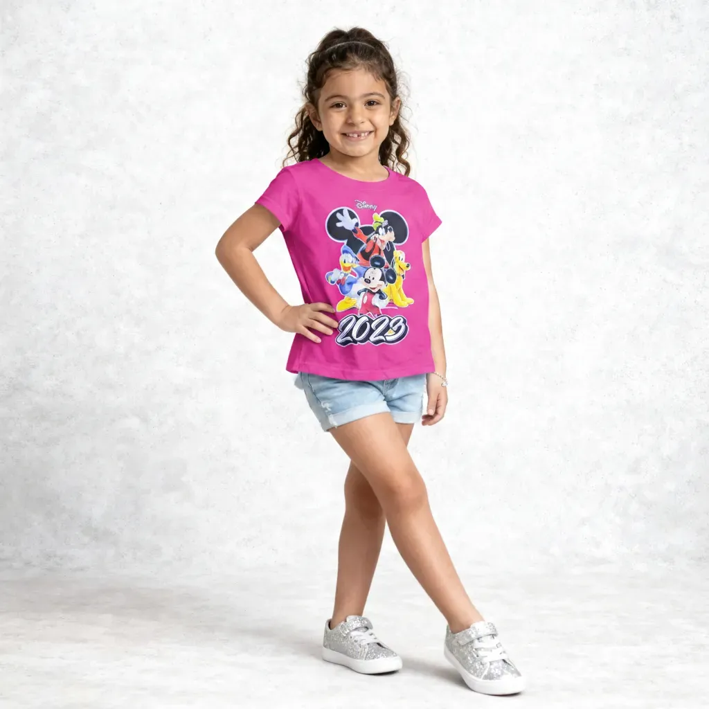 Girls’ Minnie & Friends Cotton T-Shirt – Fuchsia Pink
