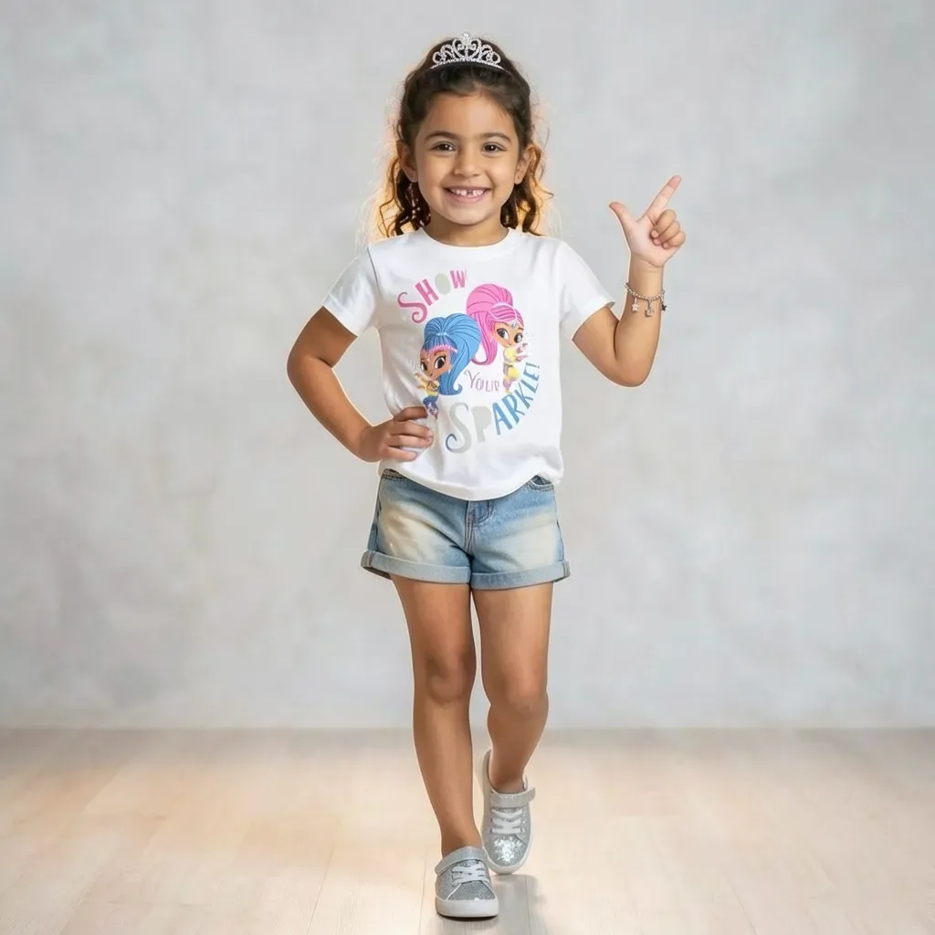Girl T Shirt Summer Cotton Shine White