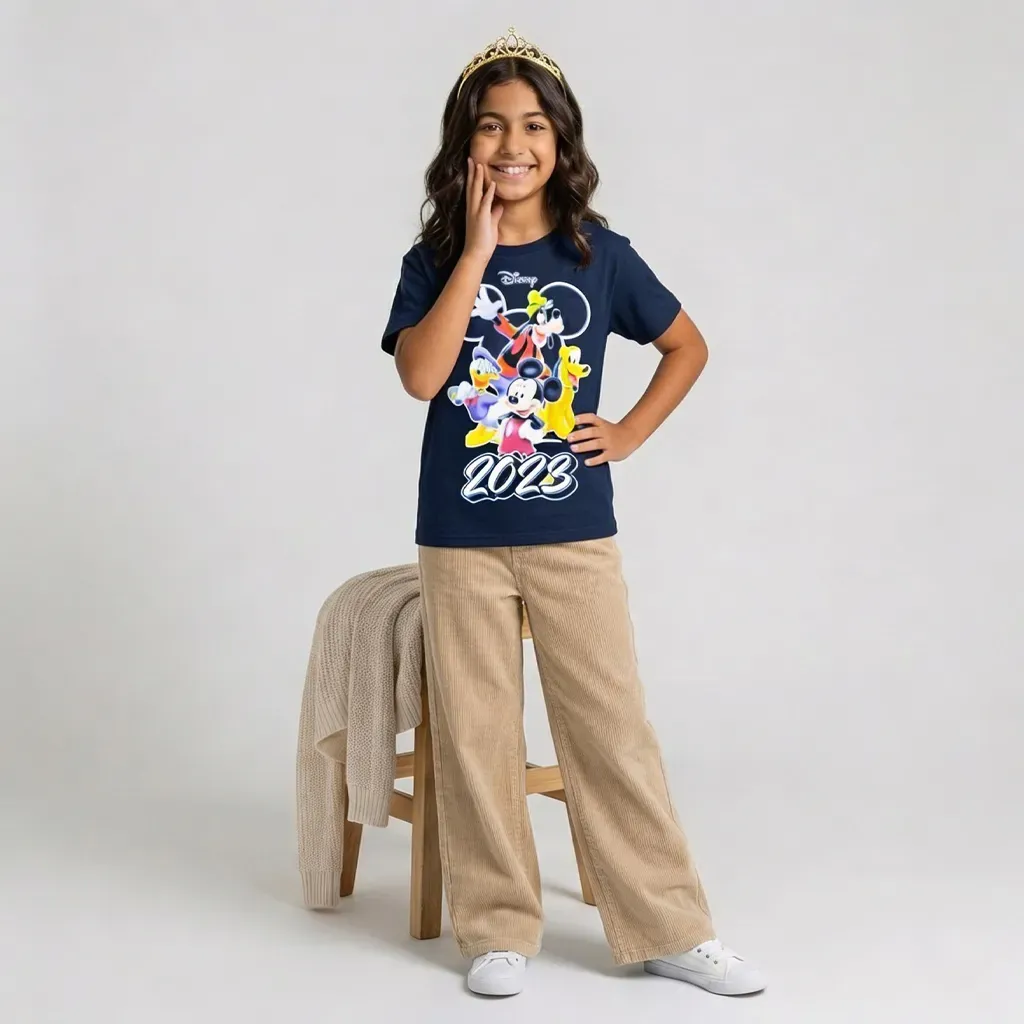 Girls’ Summer Cotton Mickey & Friends Disney T-Shirt – Black