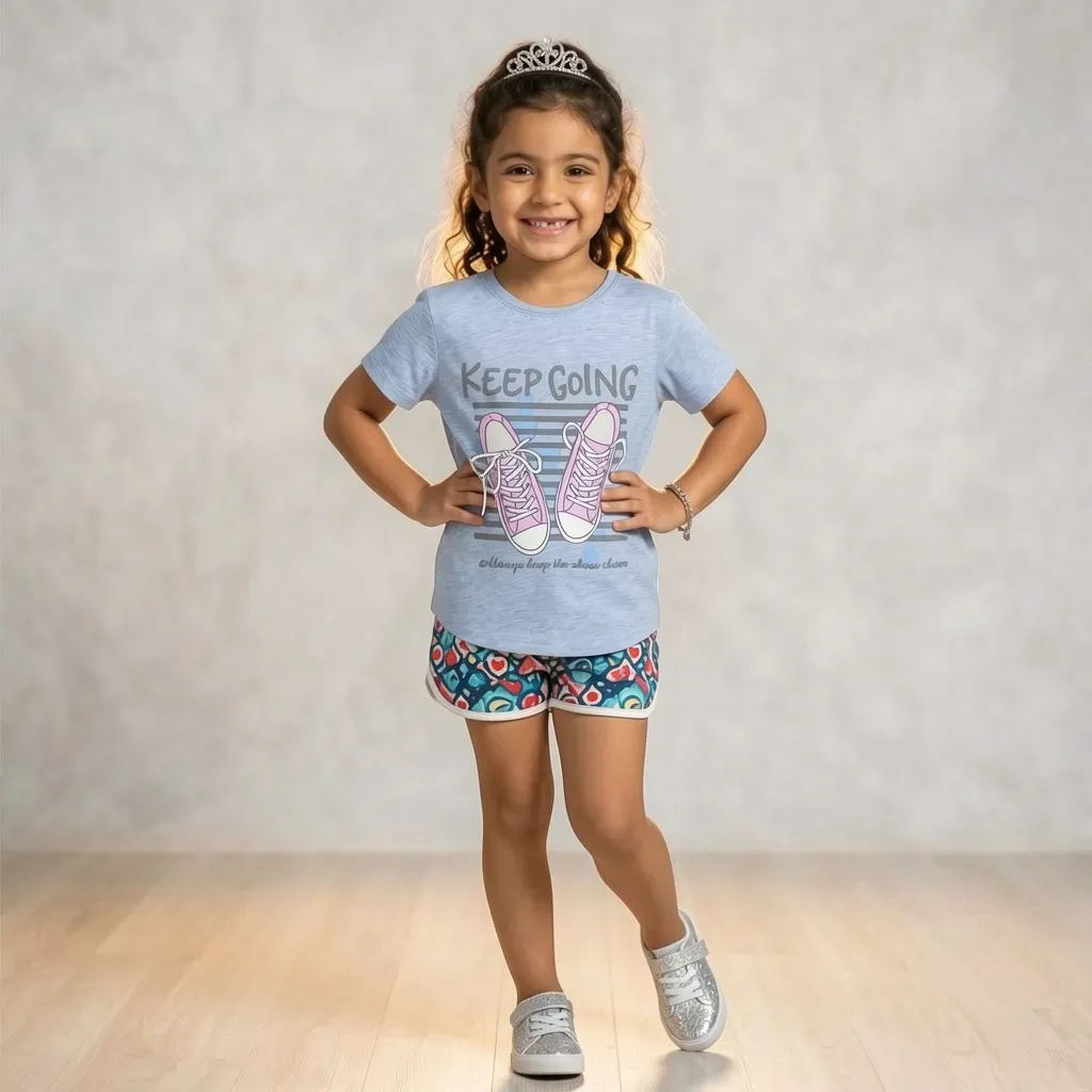 Girls Summer Cotton  Slim Fit T Shirt  Grey