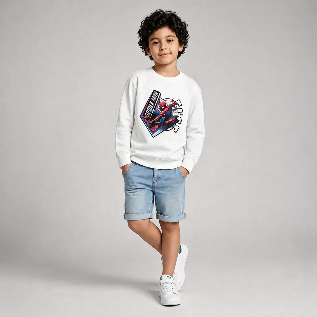 Boys' white Spider-Man imported sweatshirt