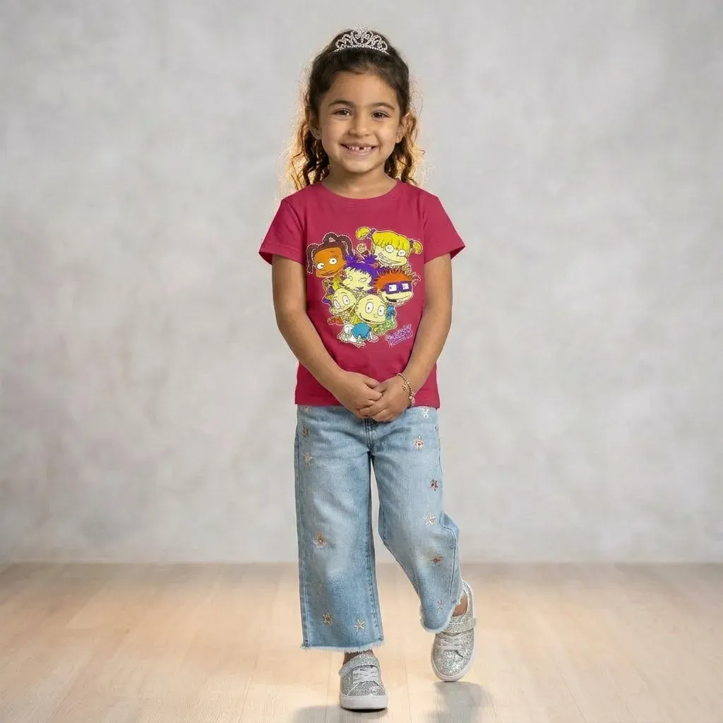 Girls’ Summer Cotton T-Shirt – Regular Fit, drack Red | Nebu Kids