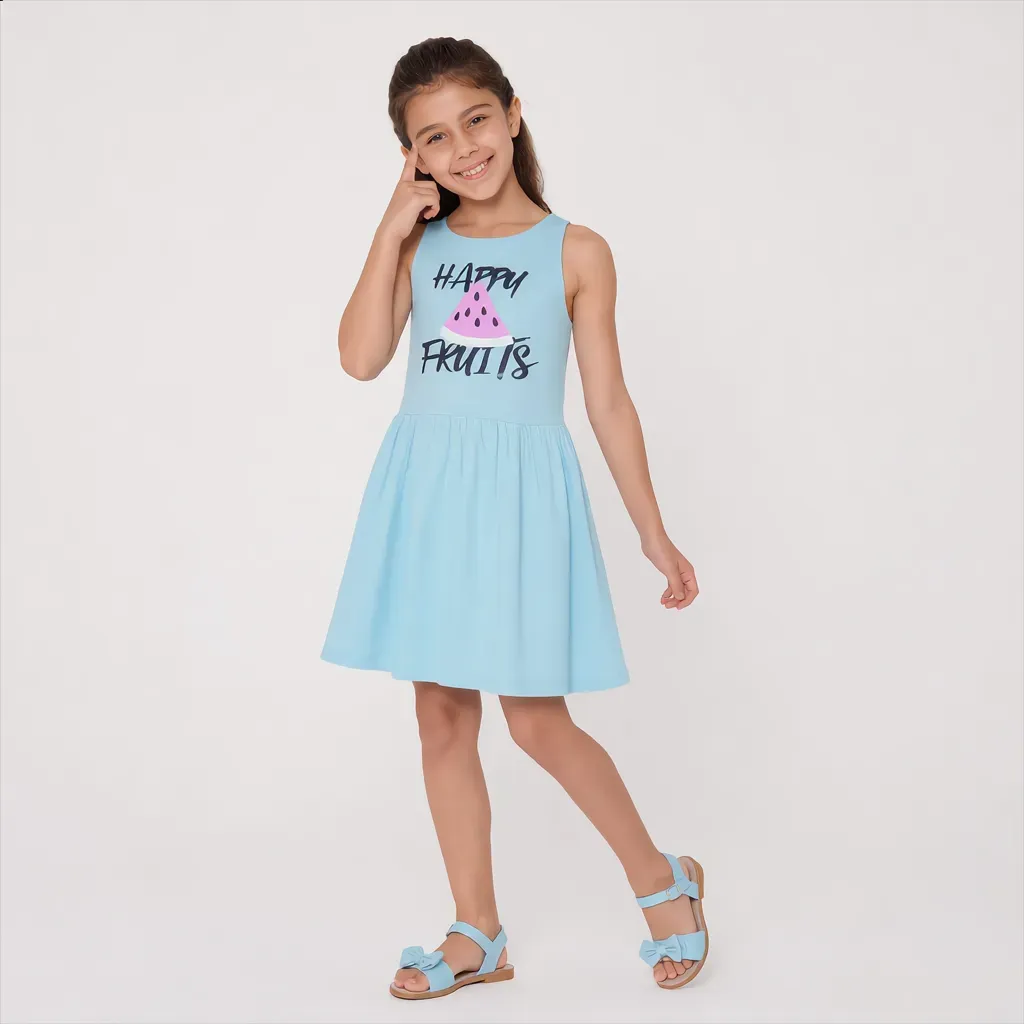 Sleeveless Sky Blue Dress | Summer Kids' Dress