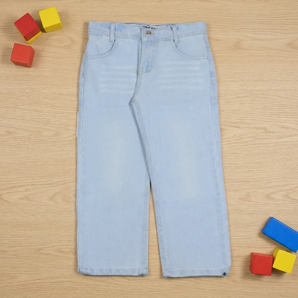 Girls’ Light Blue Wide-Leg Jeans Relax Fit Pants