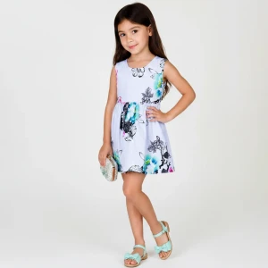 Simple Casual Girls' Dress with Colorful Floral Print | Nebu Kids