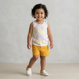Summer Pajama Leopard Print  For Boys or Girls Mustard Yellow