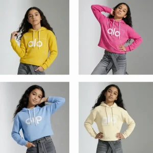 Girls' Fleece-Lined Cropped Winter Hoodie With Crystal Glitter