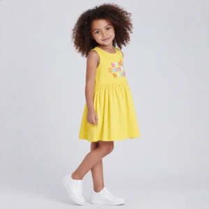 Toddler Girls' Yellow Sleeveless Summer Dress - Imported