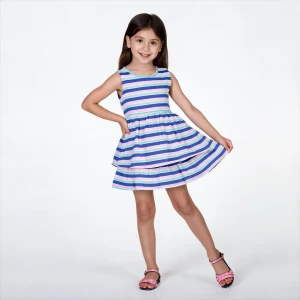 Summer Striped Dress - Two-Tiered Skirt- Imported