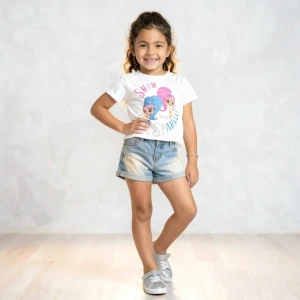 Girl T Shirt Summer Cotton Shine White