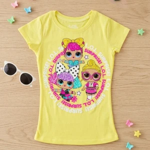 Girl Short Sleeve Cotton T-Shirt  Yellow