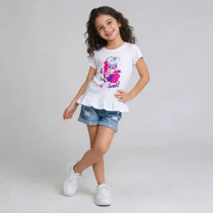 Girl “My Little Pony” Ruffle Design T-Shirt  White Cotton