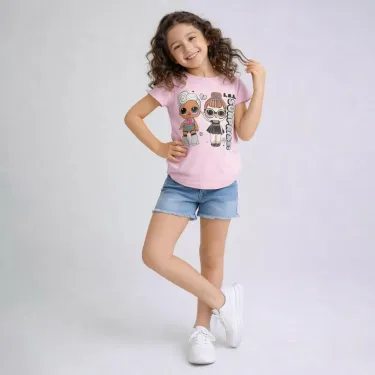 Girls' Slim Fit Cotton Short Sleeve T-Shirt – Pink