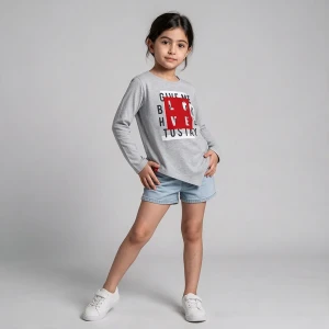 Girls' t-shirt long sleeve cotton global brand for children