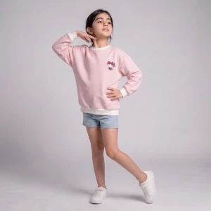 Girls' heavy fleece-lined double-print winter top