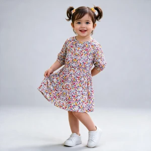 Summer Colorful Floral Dress - Imported