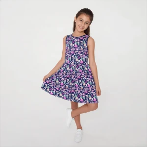 Sleeveless Navy Floral Summer Dress for girl's - Imported