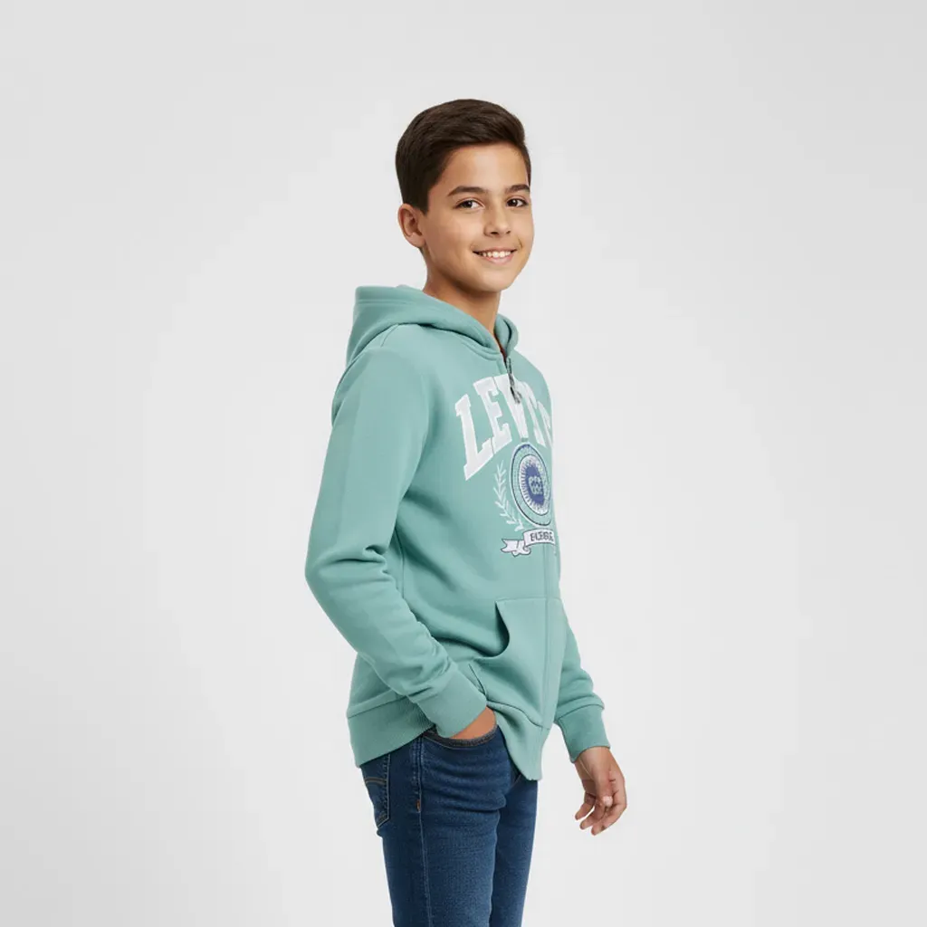 Boys Zip Up Hooded Sweatshirt Cotton Fleece original brand