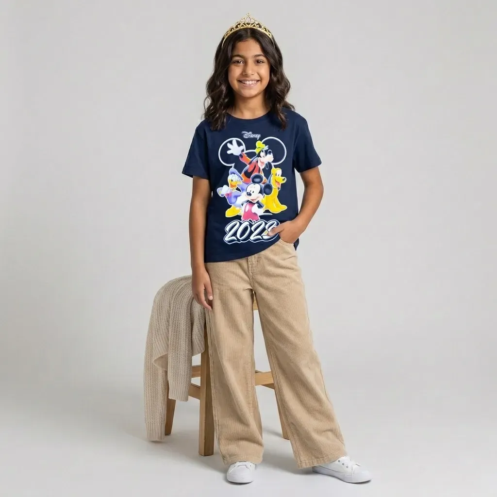 Girls’ Summer Cotton Mickey & Friends Disney T-Shirt – Black