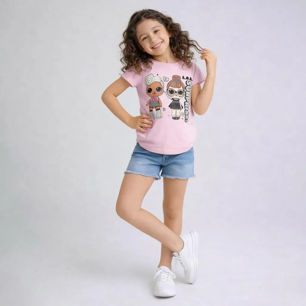 Girls' Slim Fit Cotton Short Sleeve T-Shirt – Pink