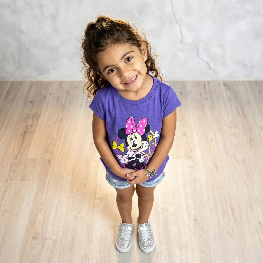 Girls summer cotton Minnie Mouse T-Shirt – Purple