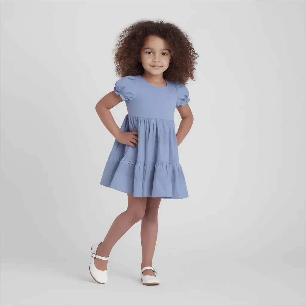 Grey Girls' Casual Dress - Flared Fit - Imported