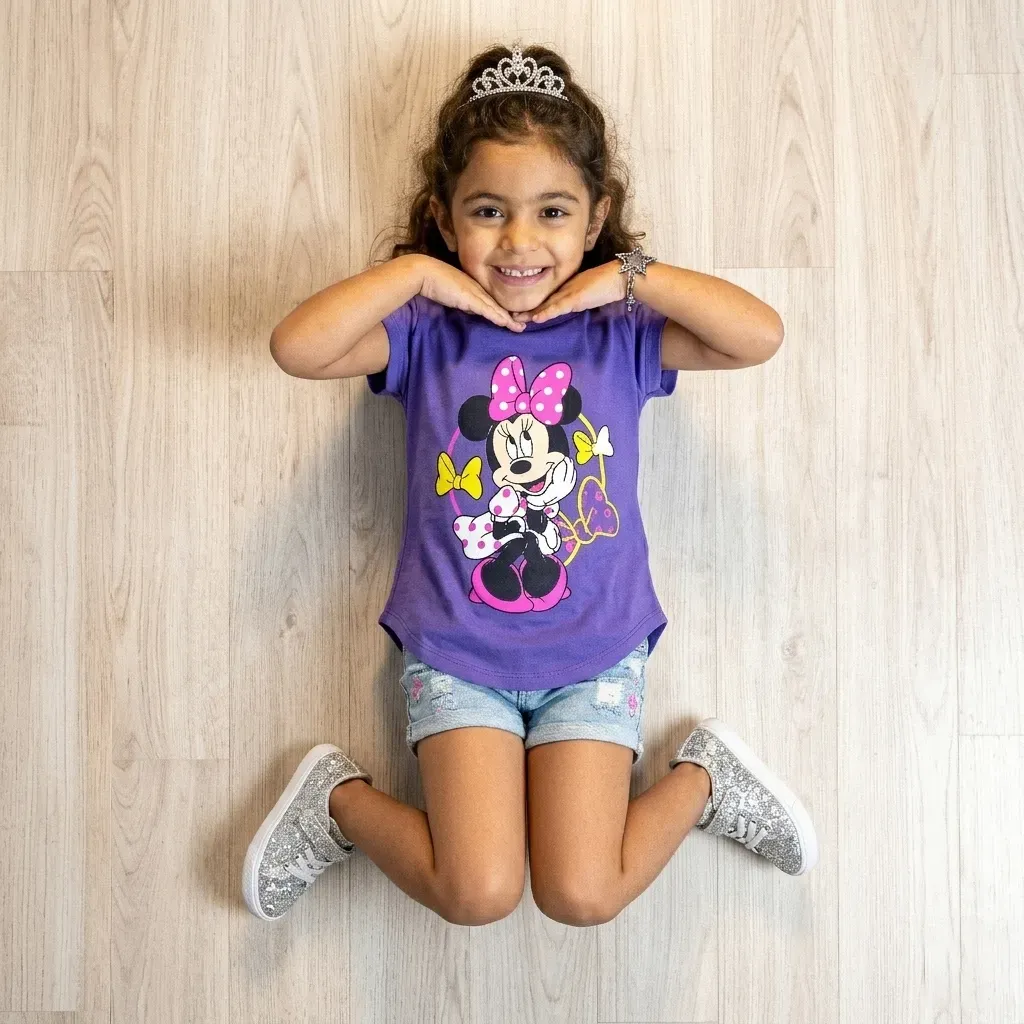 Girls Summer Cotton Minnie Mouse T-Shirt – Purple