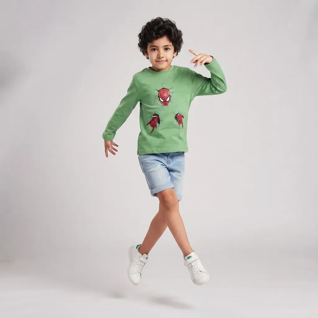 Olive Spider-Man boys' winter t-shirt
